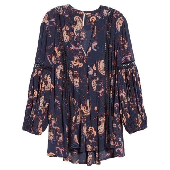 Free People "Just the Two of Us" Floral Tunic - size XS in Blue - Picture 4 of 15